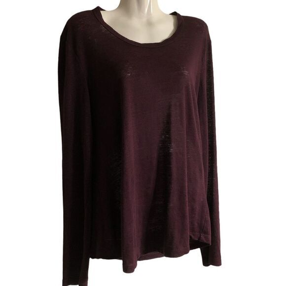 A.L.C. Top Size Medium 100% linen long sleeve plum asymmetrical‎ back opening - Picture 1 of 5